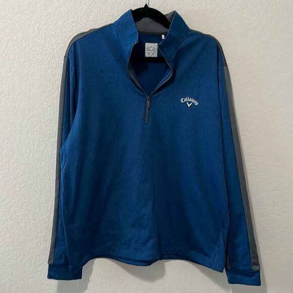 CALLAWAY Men's Long Sleeve Blue/Grey Fineline 1/4 Zip Jacket, Size M - Picture 2 of 12